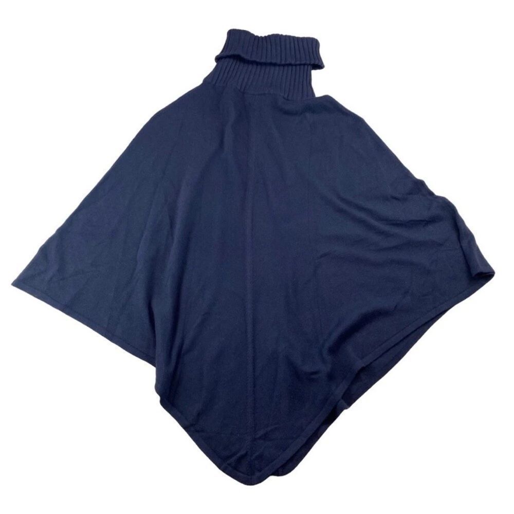 Ann Taylor Turtle Poncho Sweater Navy Navy Blue Turtleneck Poncho XS/S